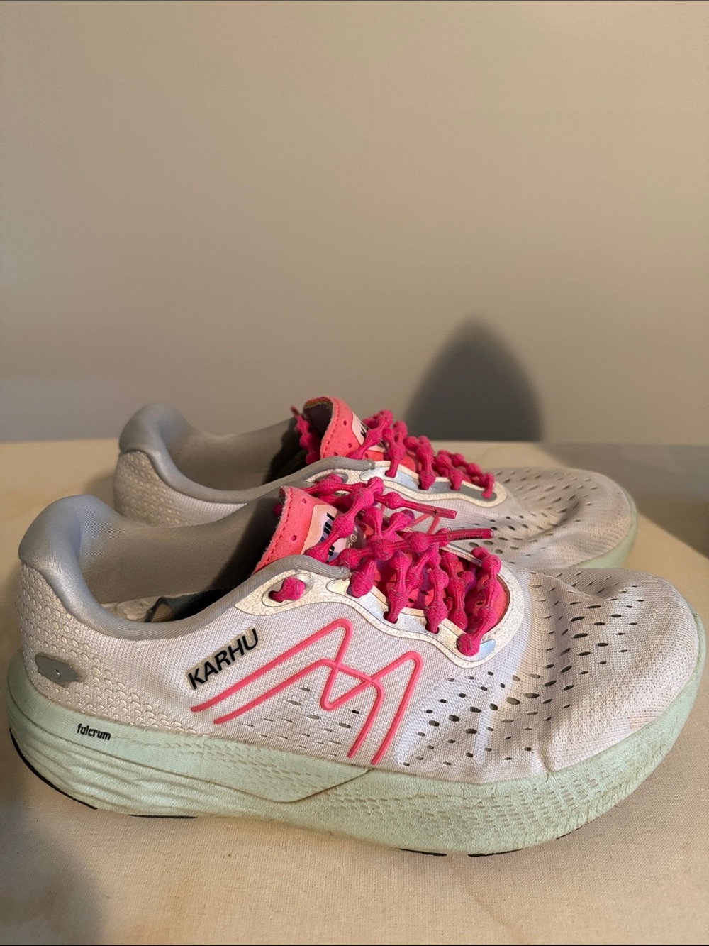 Karhu Women’s Athletic Running Shoes - White with Pink Accents